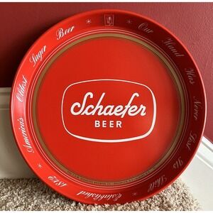 VINTAGE BAR 11 3/4" 1971 CANCO SCHAEFER BEER METAL‎ SERVING TRAY
